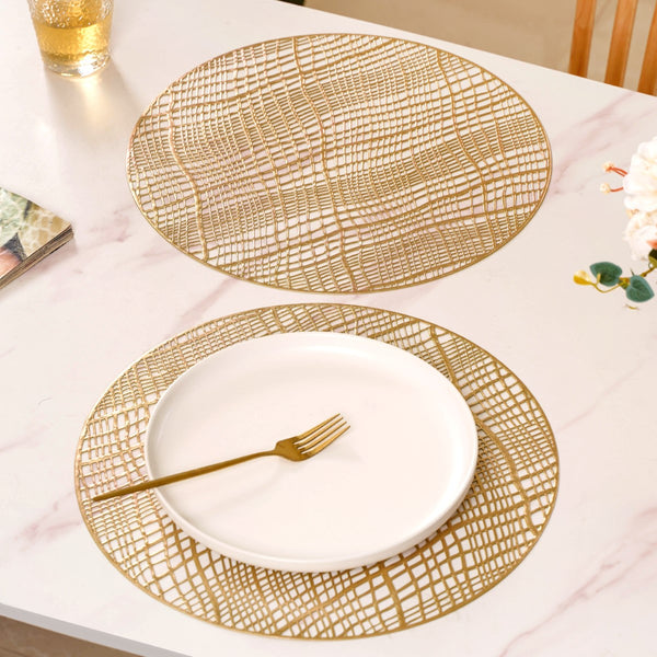 Round Designer Table Mat Gold Set Of 6 Online - Premium Table Mat ...