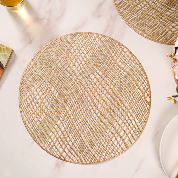 Round Designer Table Mat Gold Set Of 6 Online - Premium Table Mat ...