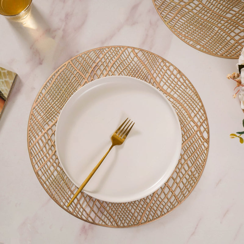 Round Designer Table Mat Gold Set Of 6