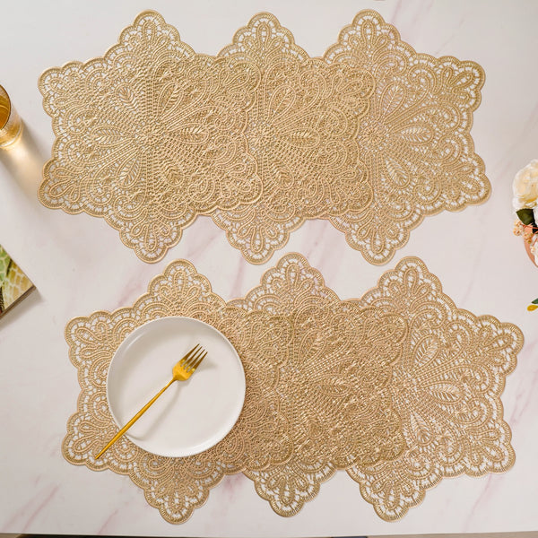 Gold Star Shaped Dining Table Mat Set Of 6 Online - Premium Table Mat ...