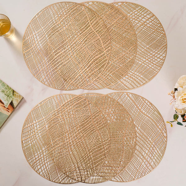 Round Designer Table Mat Gold Set Of 6 Online - Premium Table Mat ...