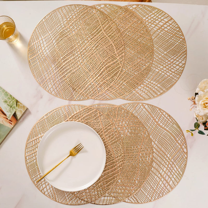 Round Designer Table Mat Gold Set Of 6