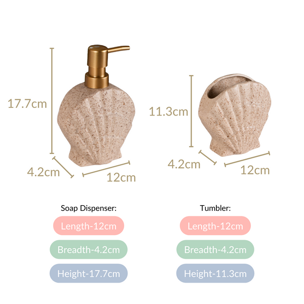 Beach Shell Ceramic Bath Set of 2 Cream Beige