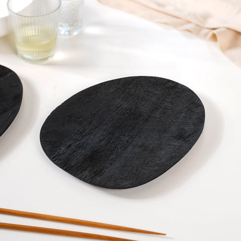 Sleek Black Mango Wood Platter Small -Serving platter, black platter, wooden platter, snacks serving platter, platter for snacks