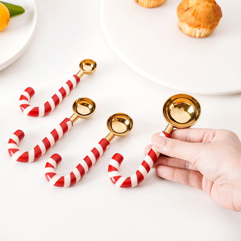 Red And White Candy Stick Measuring Spoon Set Of 4