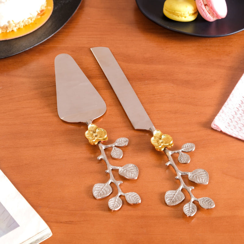 Rose Garden Cake Knife And Server Set Of 2