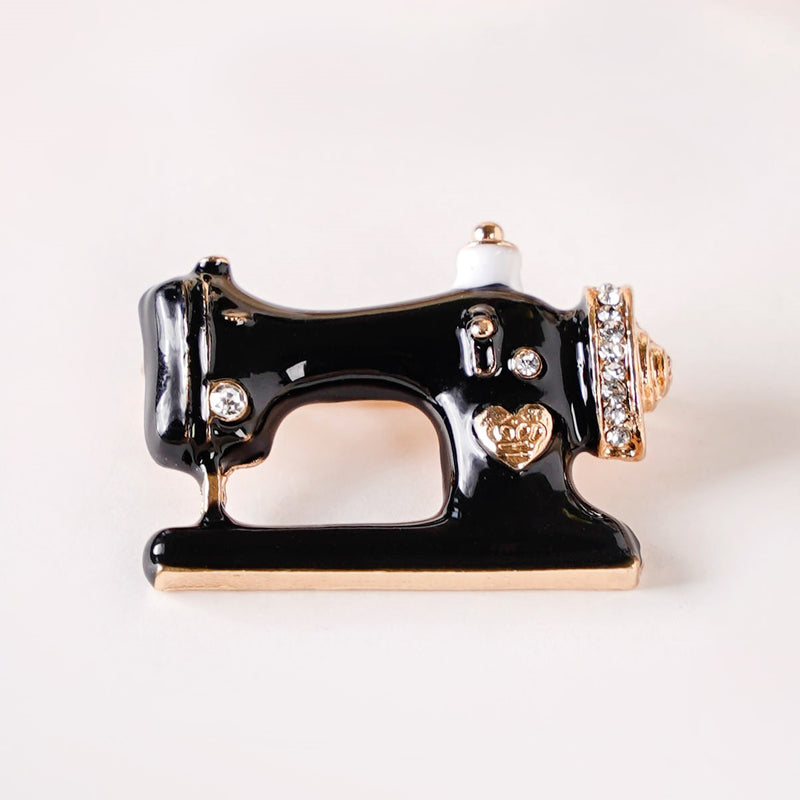Sewing Machine Brooch Black