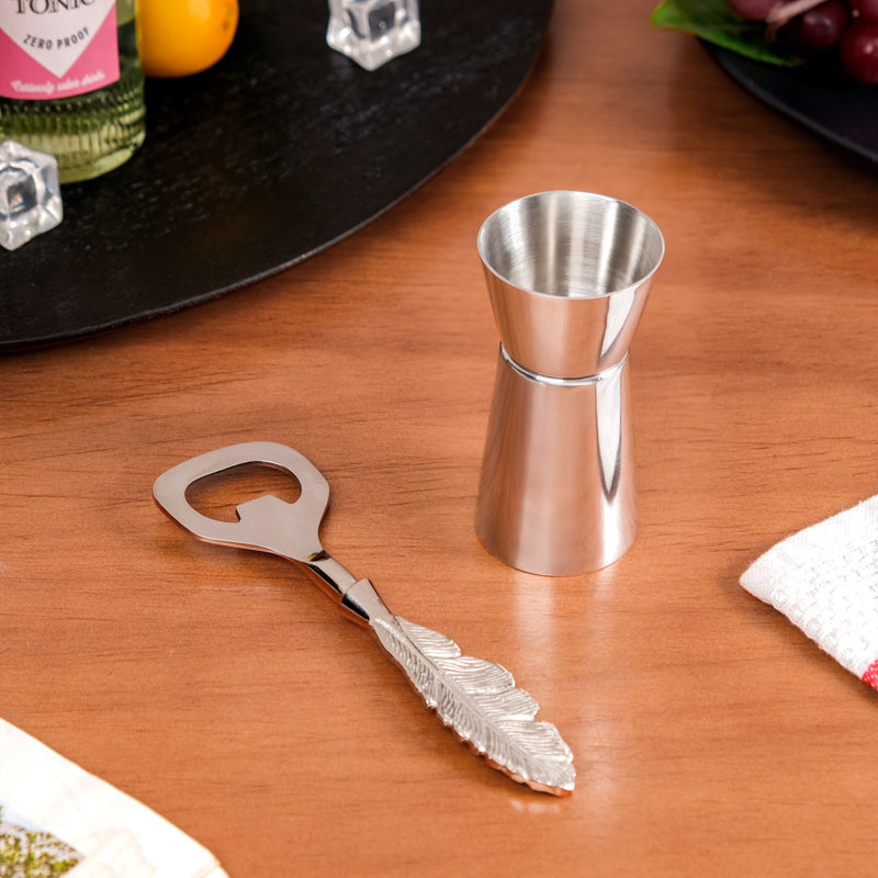 Elegant Stainless Steel Bottle Opener And Peg Measurer Set Of 2