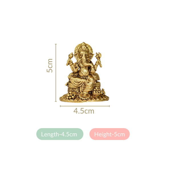 Ganpati Statue With Temple Jewellery Finish 5cm