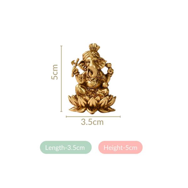 Lord Ganpati Brass Idol With Temple Jewellery Finish 5cm