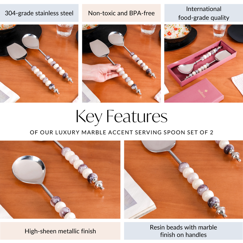 Luxury Marble Accent Serving Spoon Set Of 2