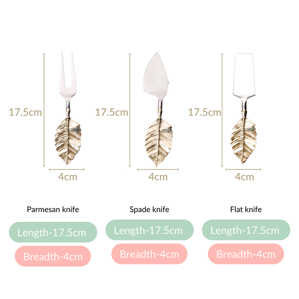 Luxury Leaf Design Cheese Knife Set Of 3