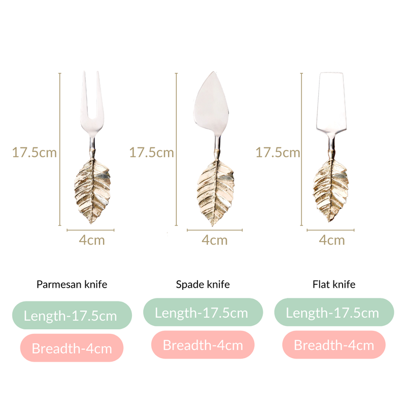 Leaf Design Premium Cheese Knife Set Of 3