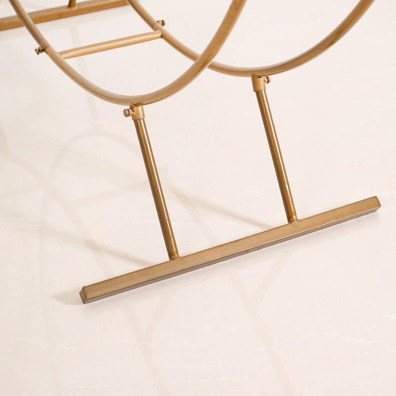 Gold Rings Backdrop Metal Frame With Floral Decorations 99 Inch - Metal Frame With Floral Decorations, Metal Backdrop, Gold Rings Backdrop, Decorative Metal Frame