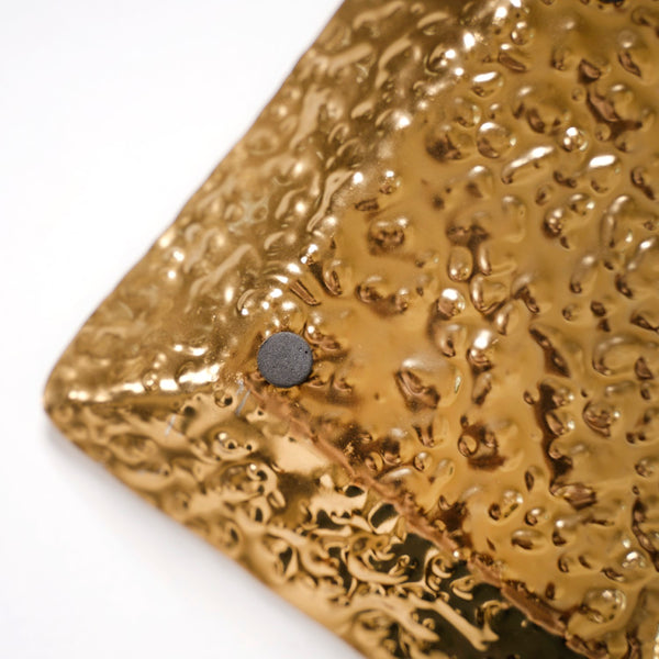 Opulent Gold Rectangular Metal Long Tray 16x6 Inch