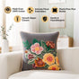 Midnight Garden Embroidered Cotton Cushion Cover 40x40cm