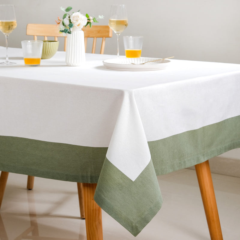 Midori Cotton Tablecloth For 6 Seater In Sage Green 200x150cm