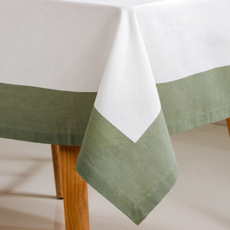 Midori Cotton Tablecloth For 6 Seater In Sage Green 200x150cm