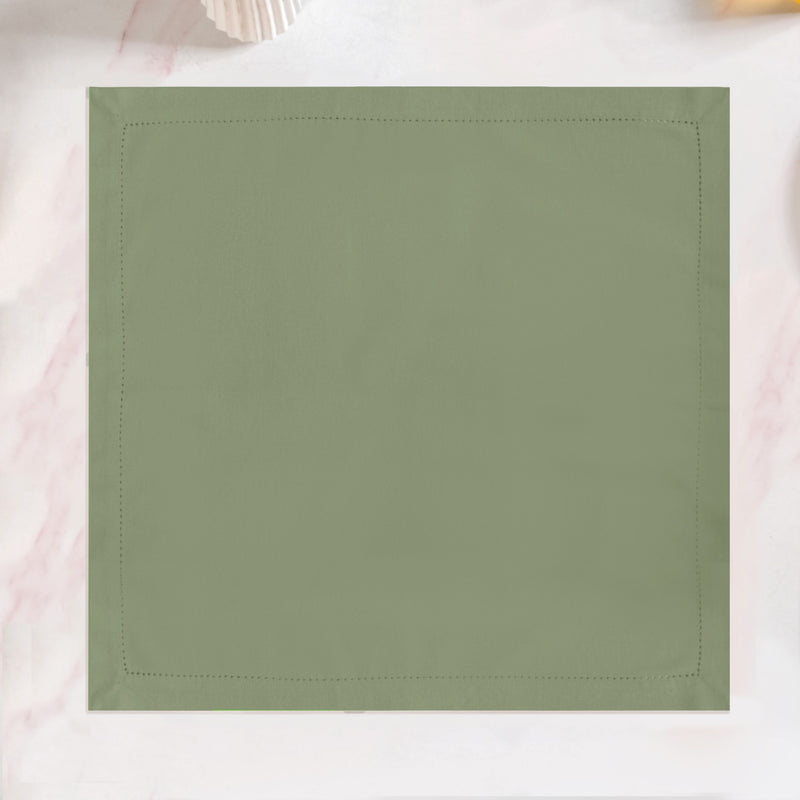 Midori Premium Cotton Hemstitched Dinner Napkins Set Of 6 In Sage Green