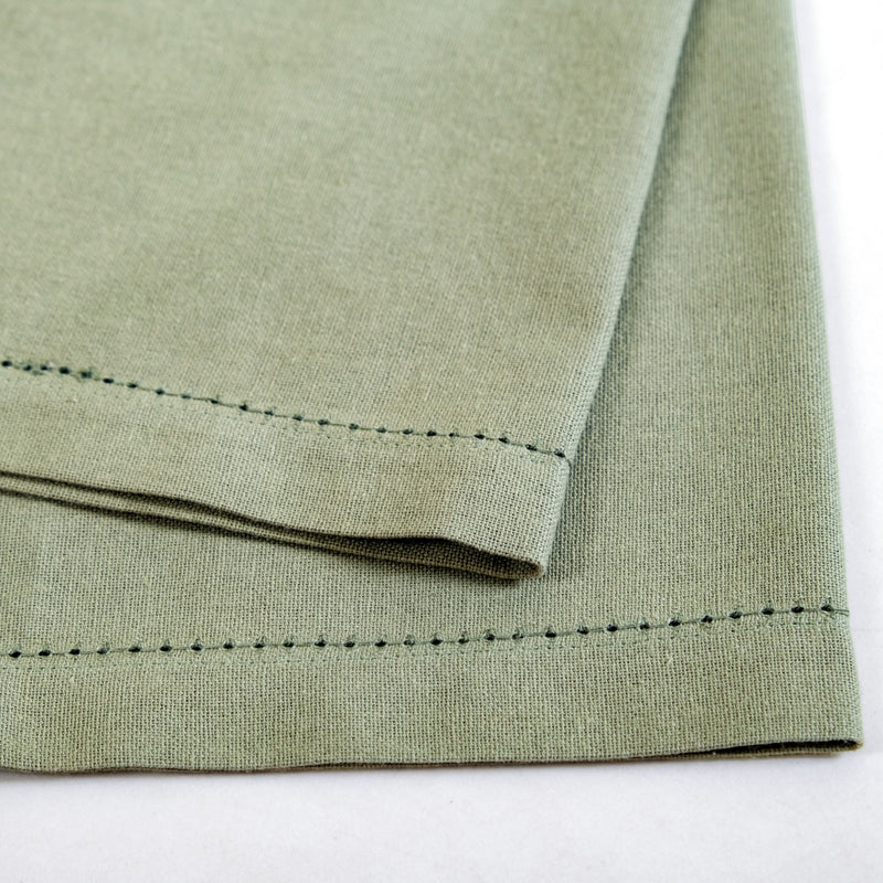Midori Premium Cotton Hemstitched Dinner Napkins Set Of 6 In Sage Green