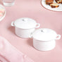 Mini Ceramic Casserole Dish With Lid White Set Of 2