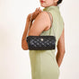 Black Cylindrical Quilted Mini Barrel Bag