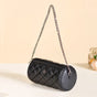 Black Cylindrical Quilted Mini Barrel Bag