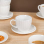 Fluted Ceramic Espresso Cup And Saucer Set Of 6 100ml