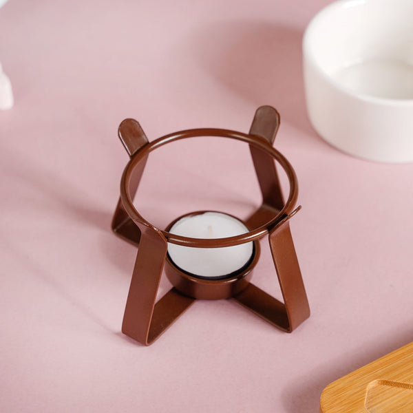 Ceramic Chocolate Fondue Set With Two Bowls And Tray