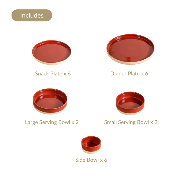 Amber Clay 22 Piece Dinnerset For 6 Online - Premium Dinner Set | Nestasia