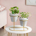 Minimalist Grey Planters Pair With Gold Stand