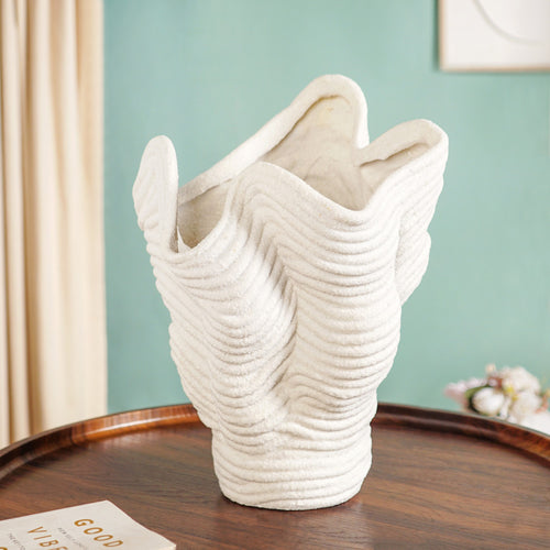 Minimalist Neutral Ribbed Table Vase