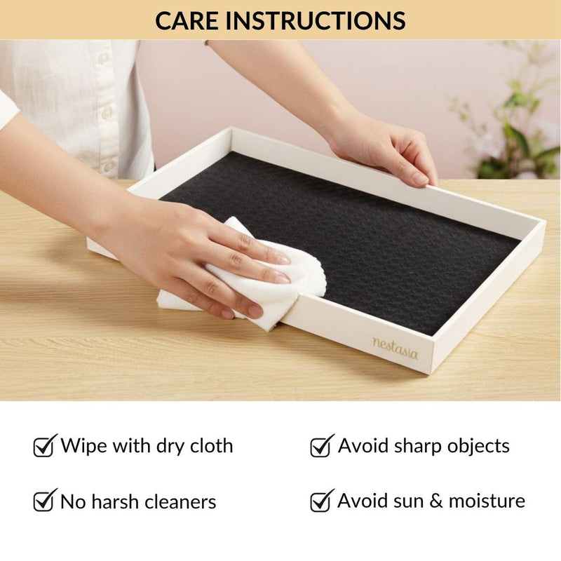 Minimalist Organiser Tray With Faux Leather Base Black Whitee