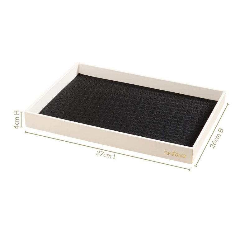 Minimalist Organiser Tray With Faux Leather Base Black White