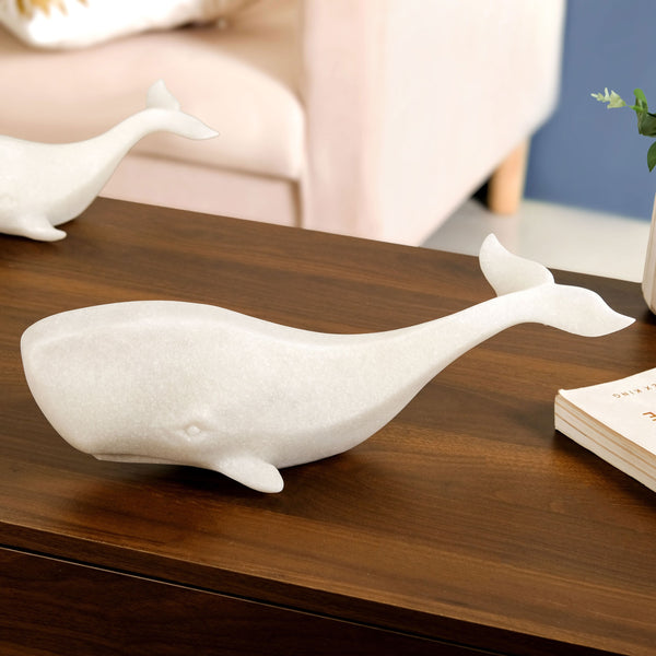 Minimalist White Whale Sculpture