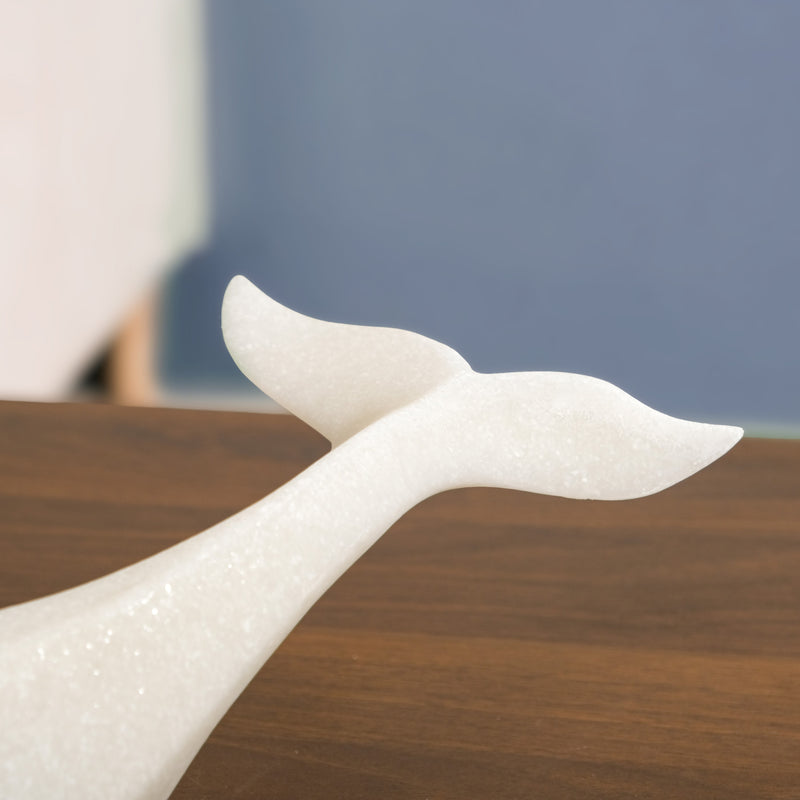 Minimalist White Whale Sculpture