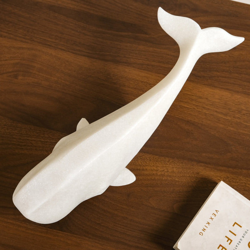 Minimalist White Whale Sculpture
