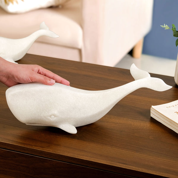 Minimalist White Whale Sculpture Large