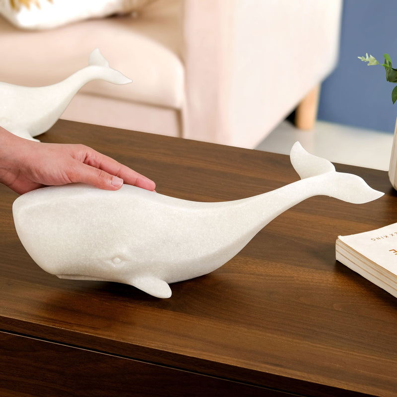 Minimalist White Whale Sculpture