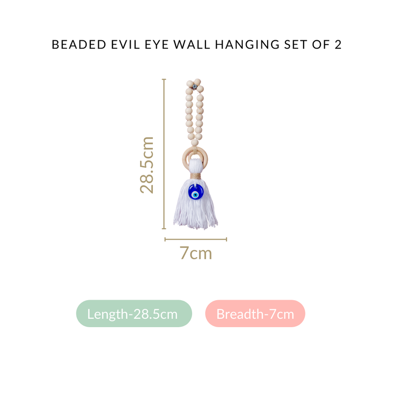 Beaded Evil Eye Wall Hanging Set Of 2- Wall hanging, wall decor, decor for living room, evil eye wall hanging, evil eye decor