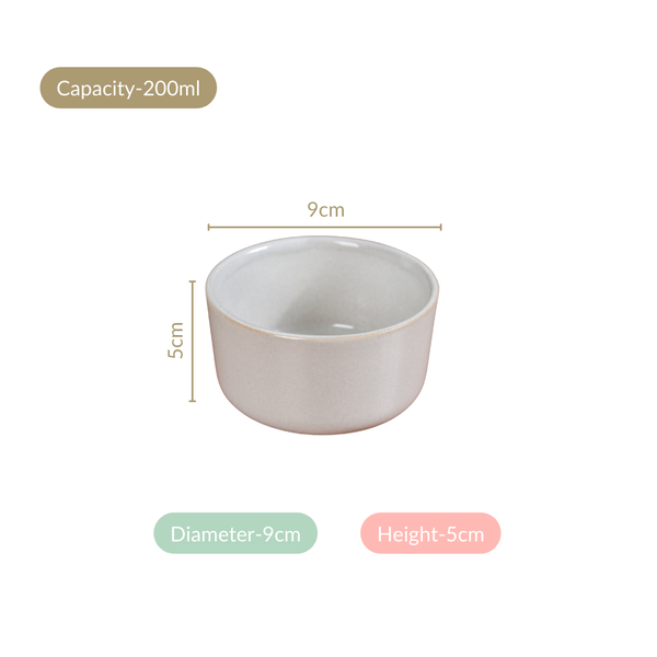 Sera Ceramic Small Bowl Light Grey Set Of 6 200ml