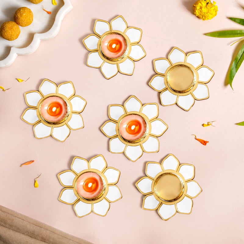 Mirror Petal Tea Light Holder Set Of 6