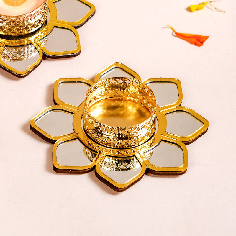 Mirror Petal Tea Light Holder Set Of 6