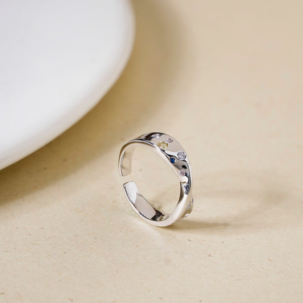 Mobius Strip Gem Studded Ring