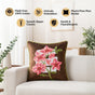 Mocha Blossom Embroidered Velvet Cushion Cover 40x40cm