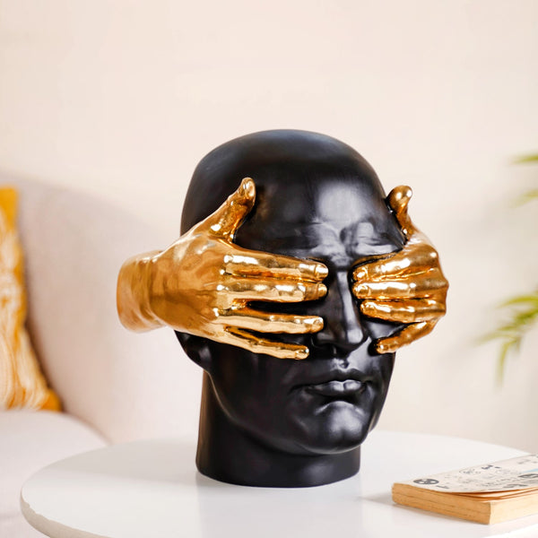 Art Face Showpiece Black And Gold