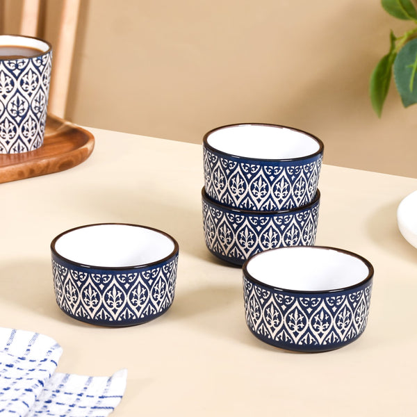 Baroque Ceramic Small Bowl Set Of 4 Navy 200ml