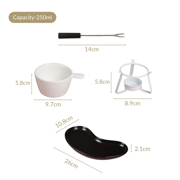 Modern Cheese Fondue Set With Dip Skewers And Plate