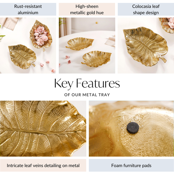 Colocasia Leaf Trinket Tray Gold Set Of 2