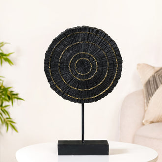 Modern Mystique Round Decor Showpiece Black